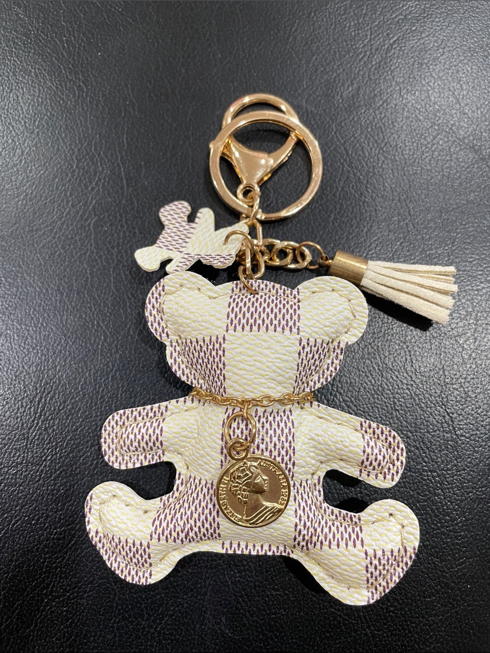 Faux Leather Bear Bag Charm/ Keychain New